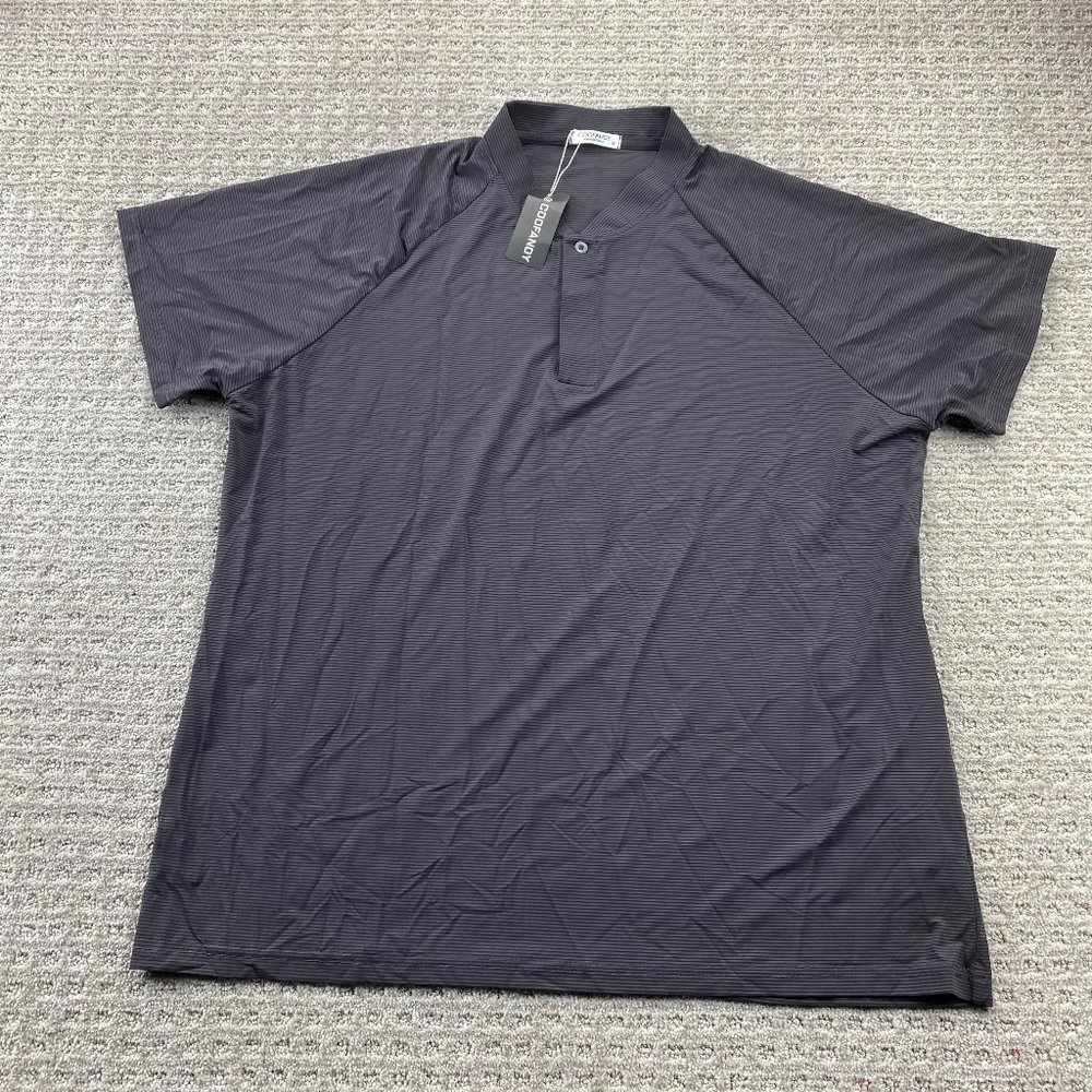 COOFANDY Polo Shirt Men Extra Large XL Gray Striped Polyamide New w Tag Wrinkled